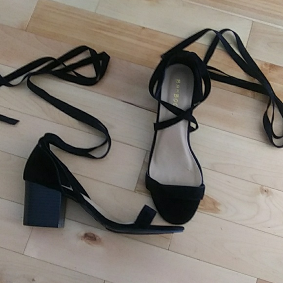 BAMBOO Shoes - Bamboo black velvet gladiator ribbon size 7.5 BAMBOO Shoes - Bamboo black velvet gladiator ribbon size 7.5